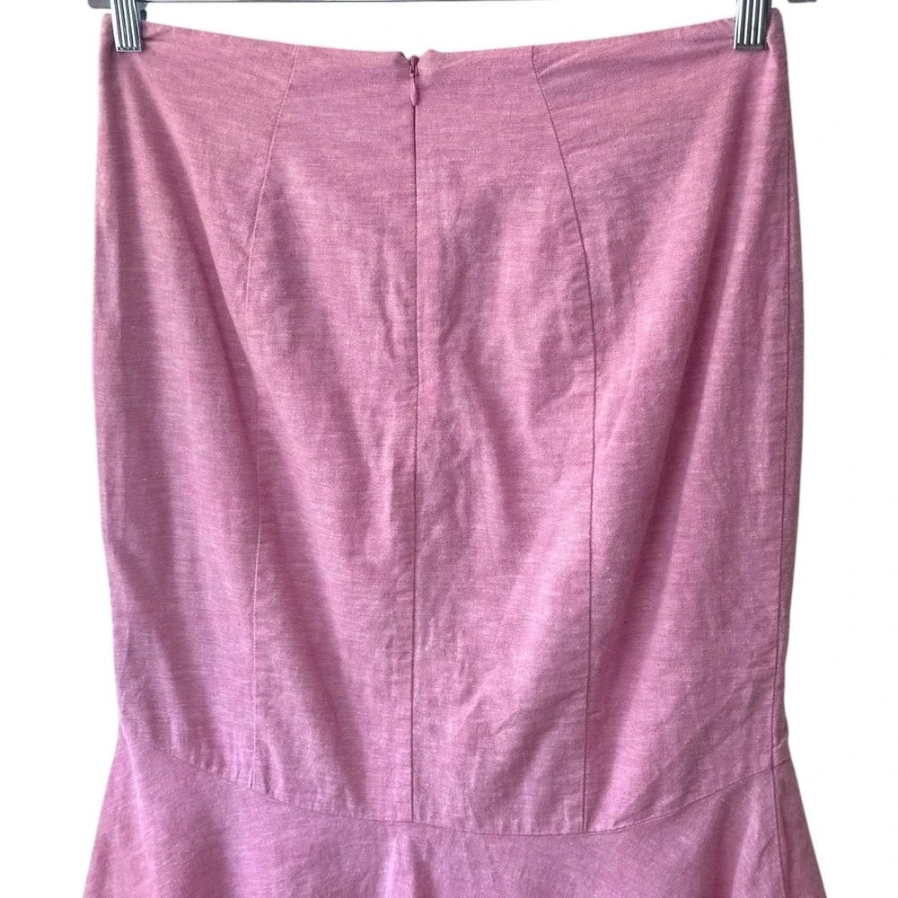 Y2K 7th Avenue Linen Blend Pink Hi Low Ruffle Trim Skirt Summer Event Feminine 4